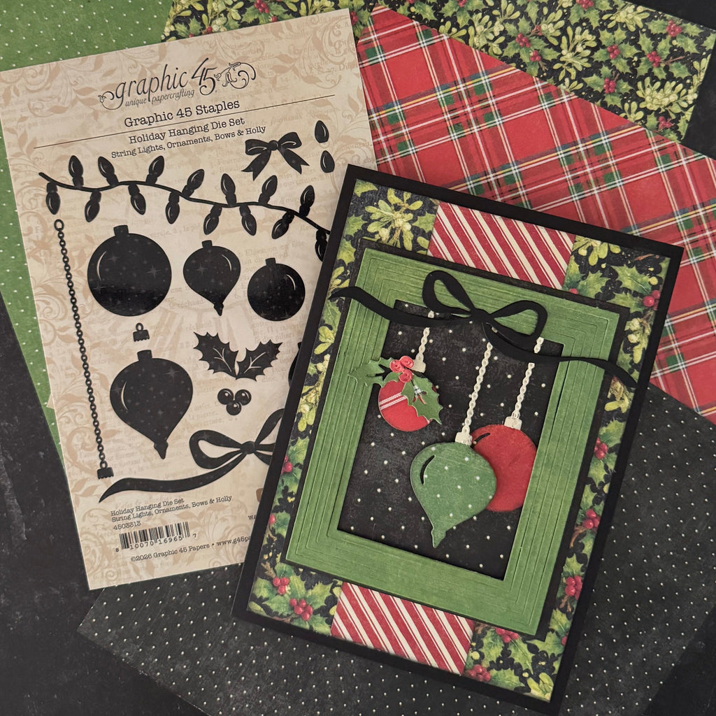 Holiday Hanging Die Set – String Lights, Ornaments, Bows & Holly