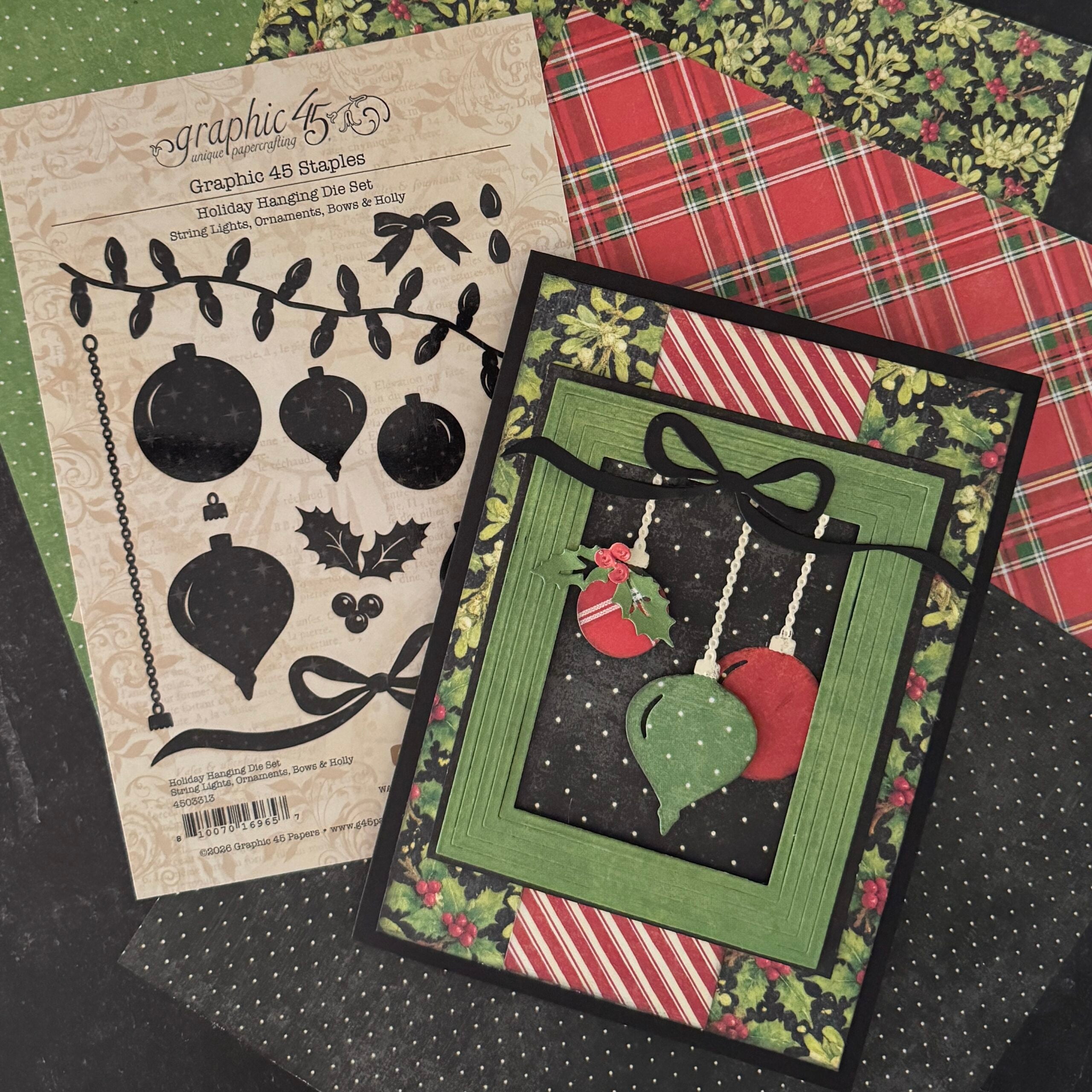 Holiday Hanging Die Set – String Lights, Ornaments, Bows & Holly