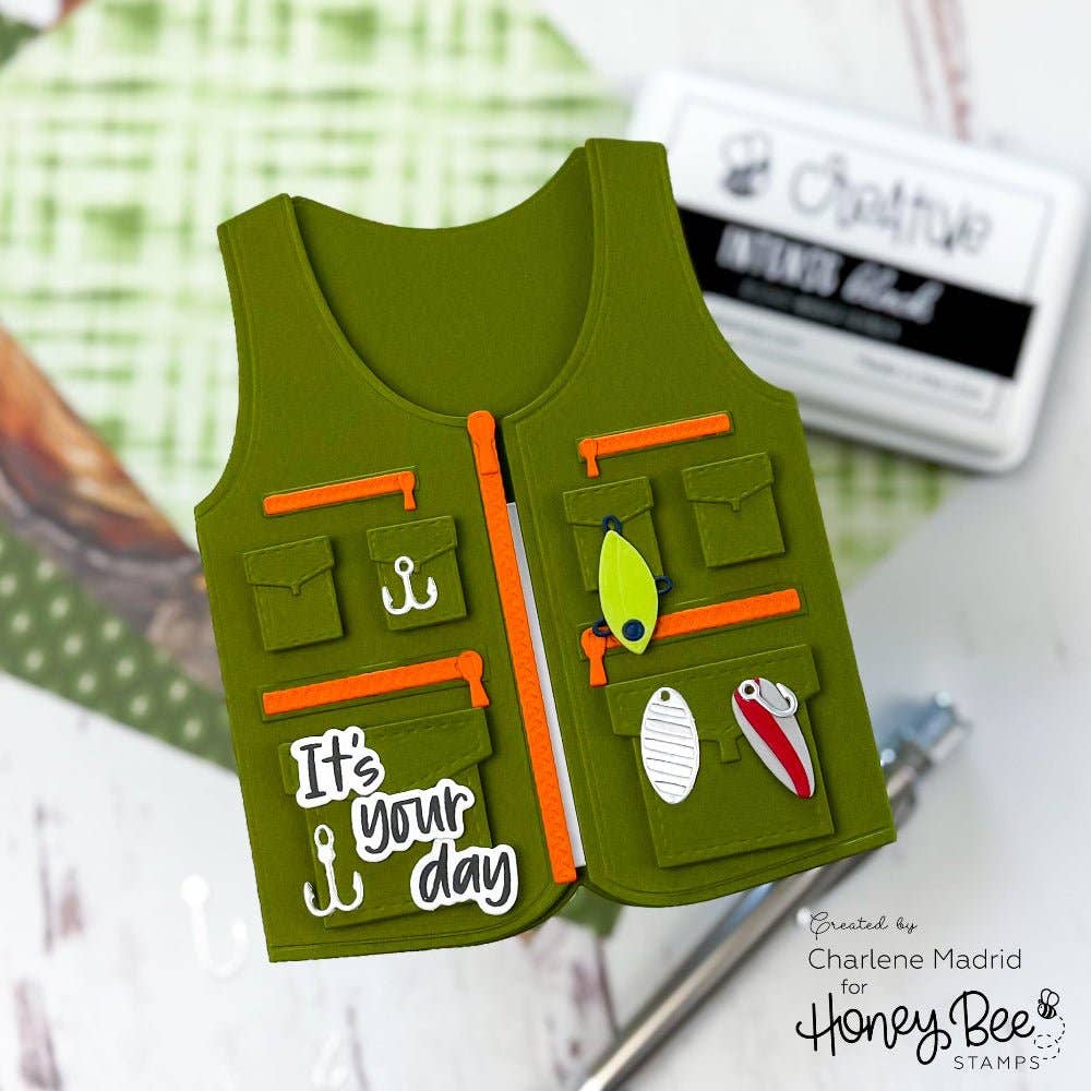 Lovely Layer: Fishing Vest A2 Card Base - Honey Cuts Stand-Alone Dies
