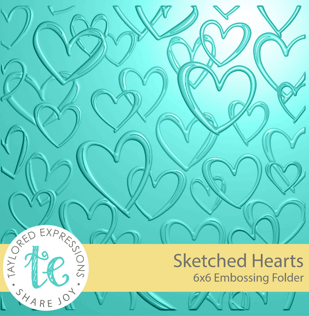 3D Embossing Folder - Sketched Hearts