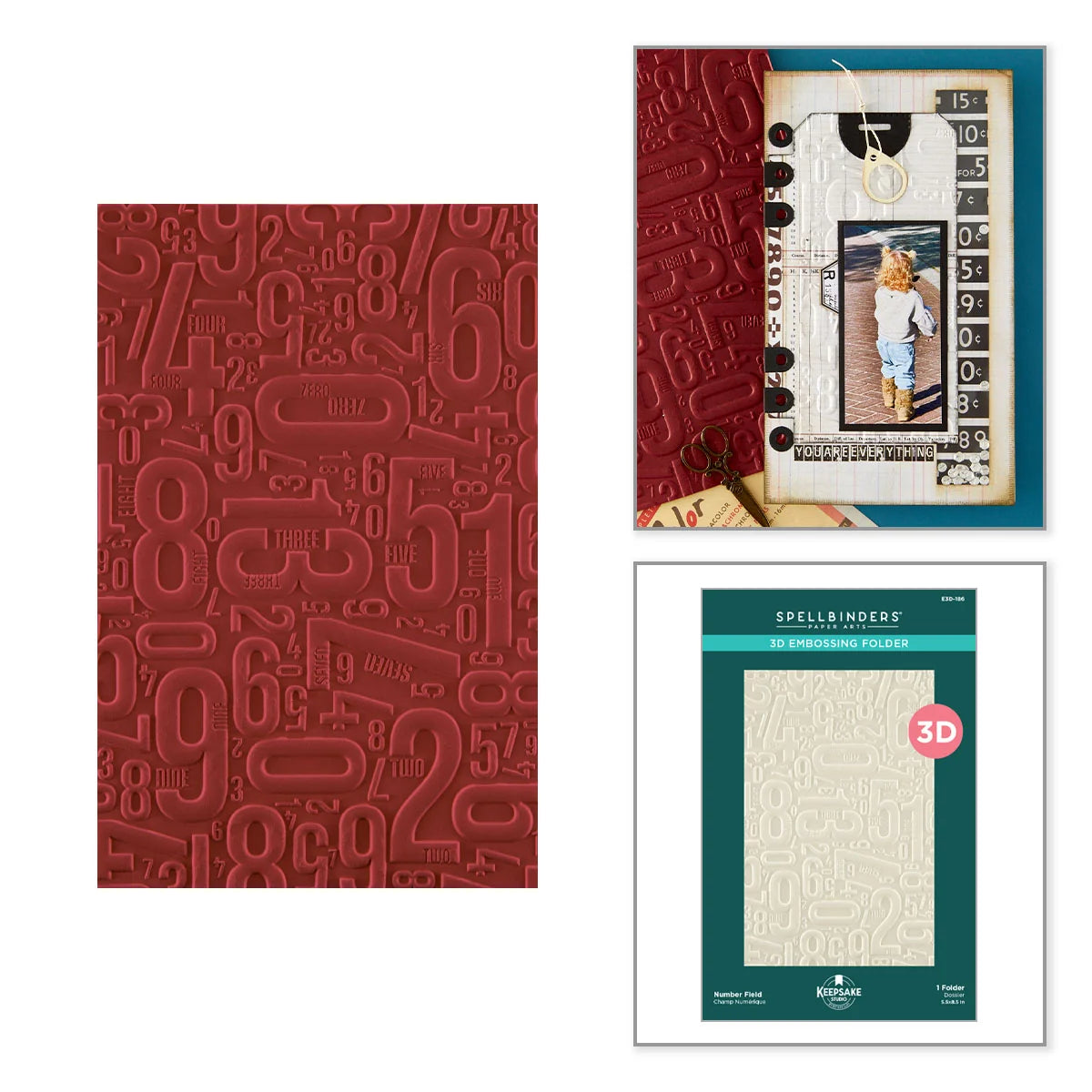Number Field 3D Embossing Folder by Esther Glas