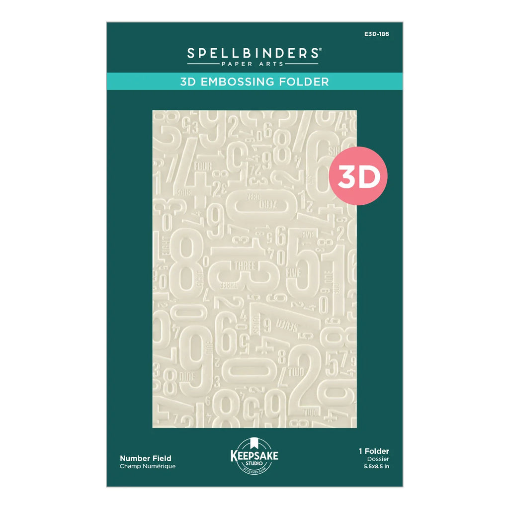 Number Field 3D Embossing Folder by Esther Glas