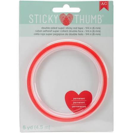 Sticky Thumb Double - Sided Super Sticky Red Tape - .25"X5yd