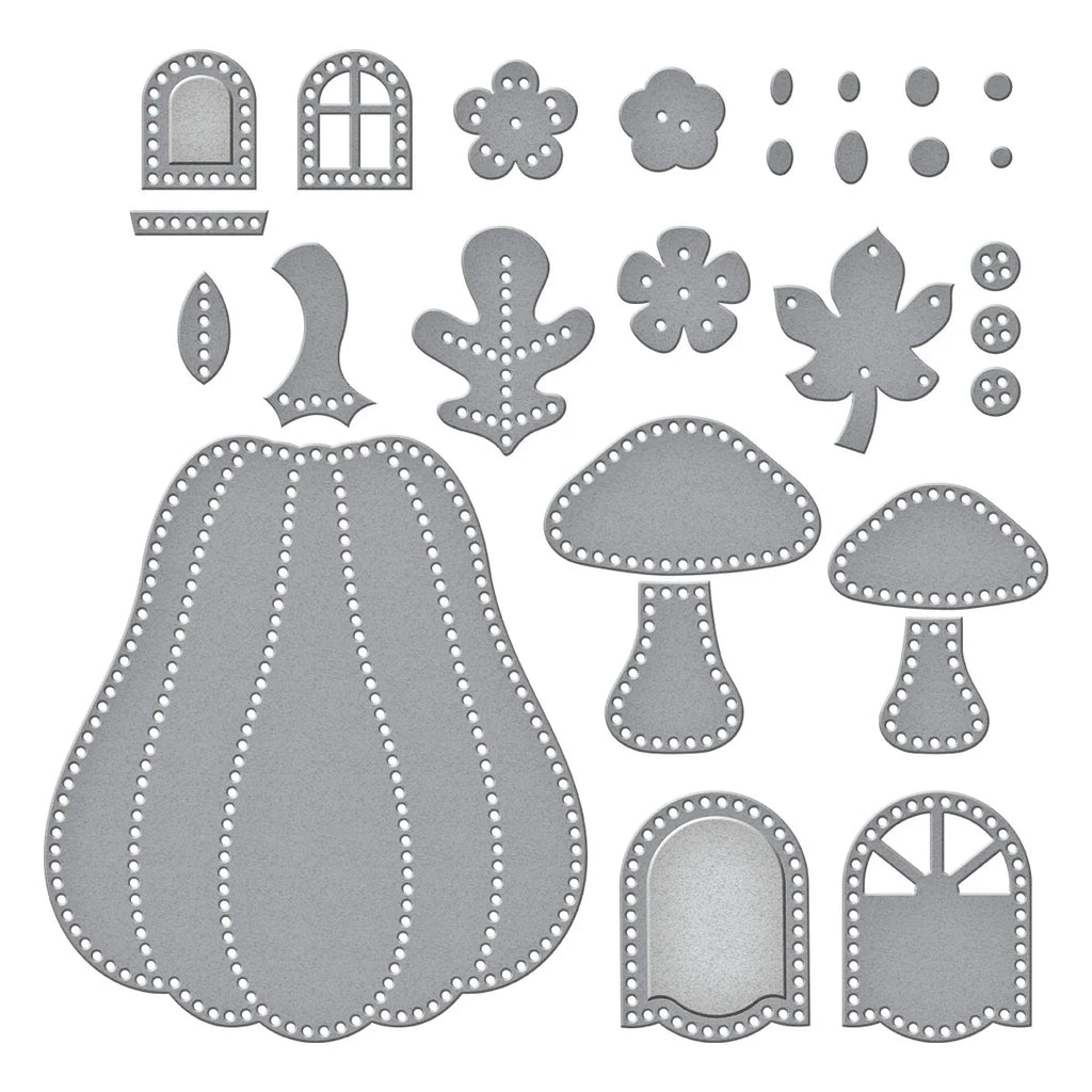 Felt Pumpkin Lane House Etched Dies from the Felt Stitch & Create Collection by Nichol Spohr
