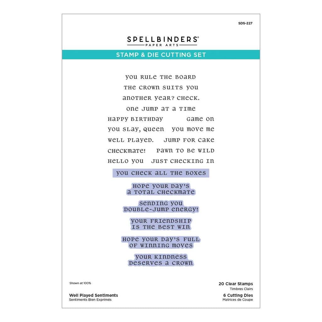 Well Played Sentiments Clear Stamp & Die Set