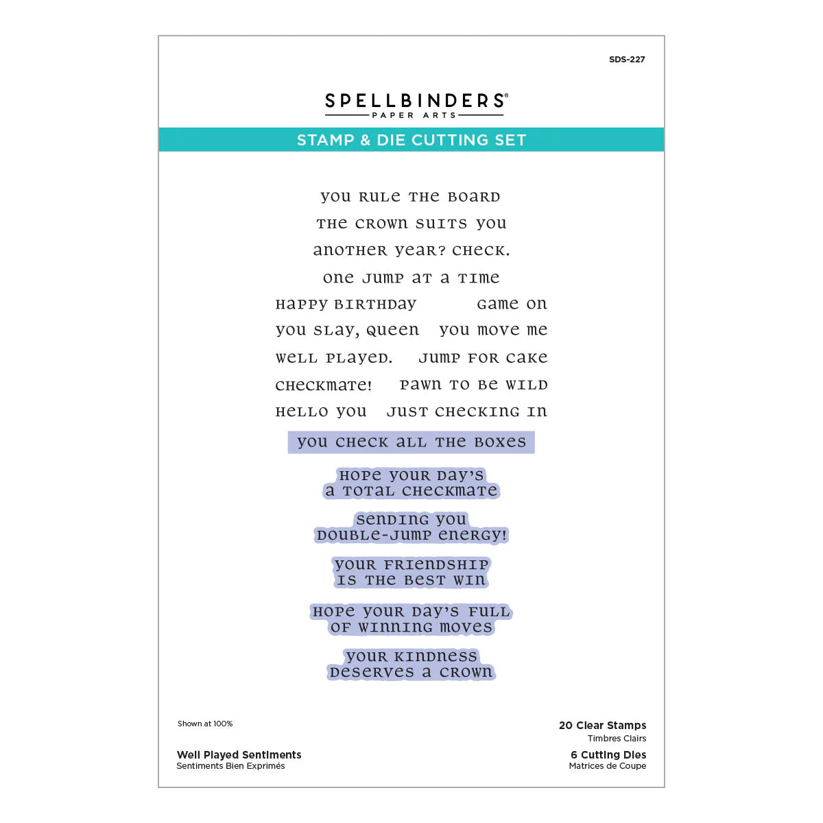 Well Played Sentiments Clear Stamp & Die Set
