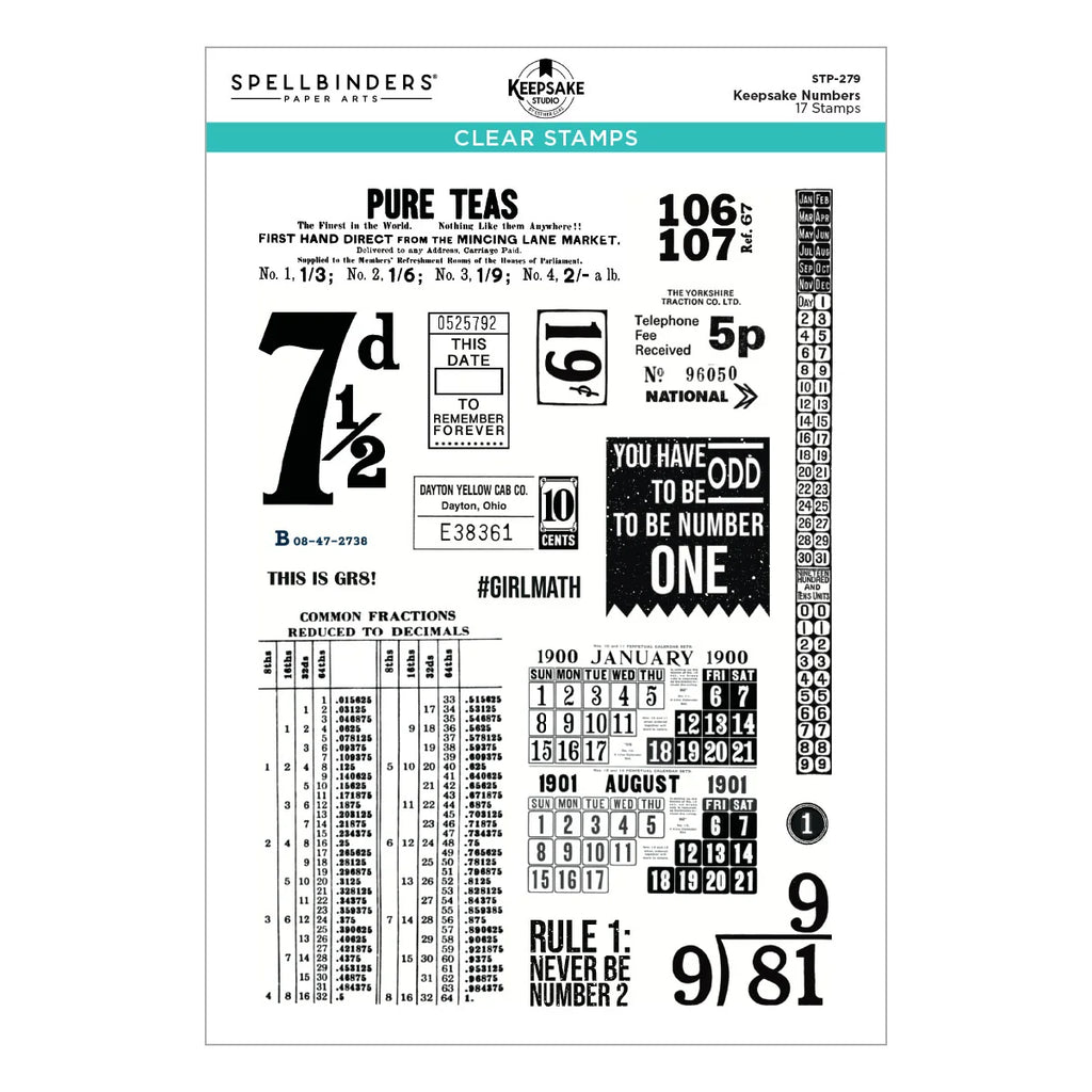 Keepsake Numbers Clear Stamp Set by Esther Glas