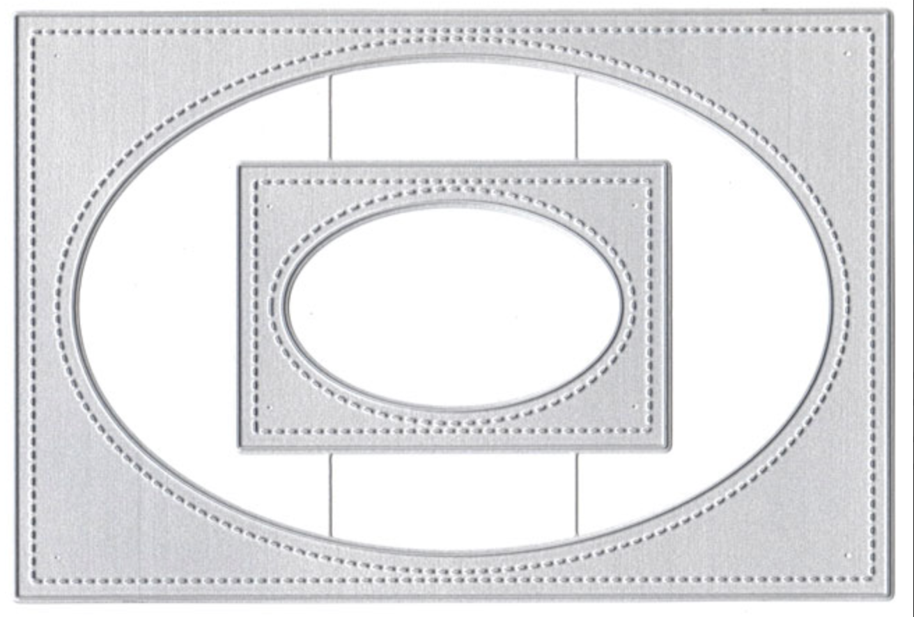 Stitched Oval Frame 4x6 & 2x3 Die Set (L1) USA