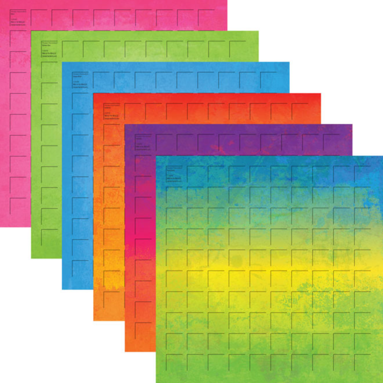 Summer Grid Paper (Pack of 12 sheets - 2 each of 6 colors)