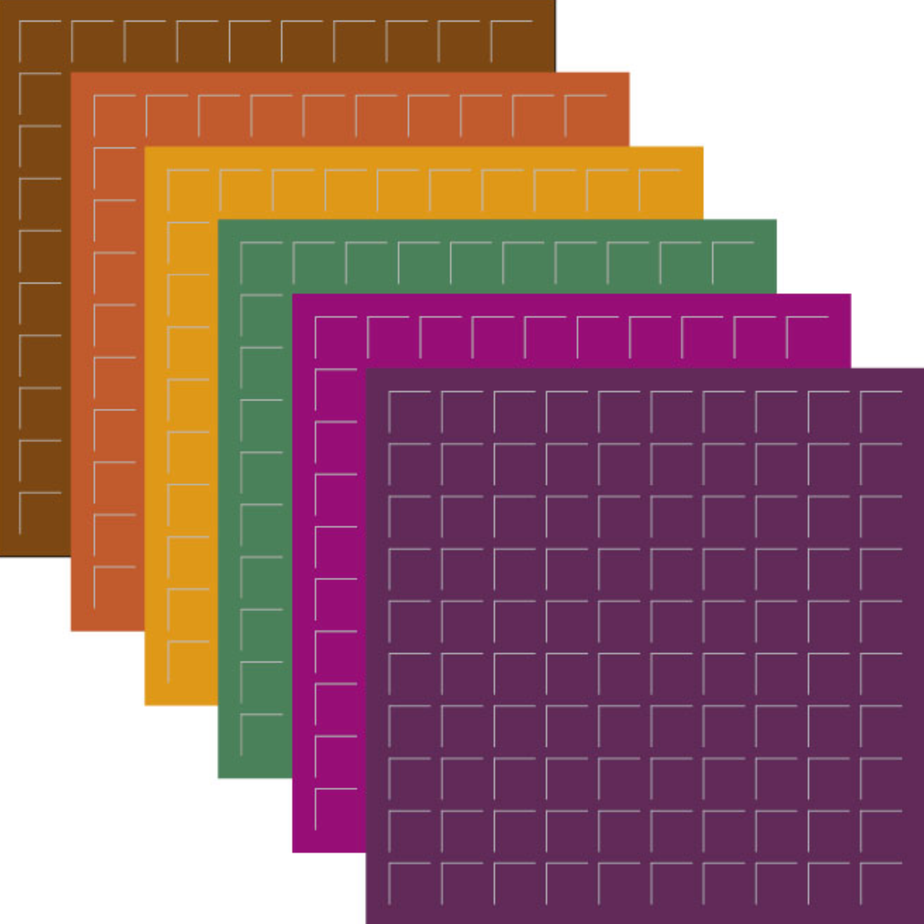 Harvest Grid Paper (Pack of 12 Sheets-2 each of 6 colors)