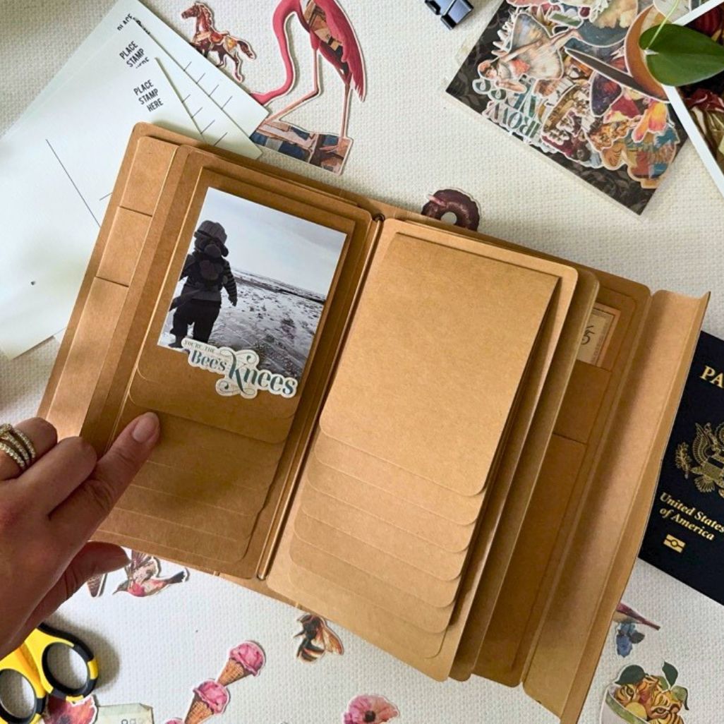 Travel Album with Inserts – Waterfall Folder & Journaling Notebooks — Kraft