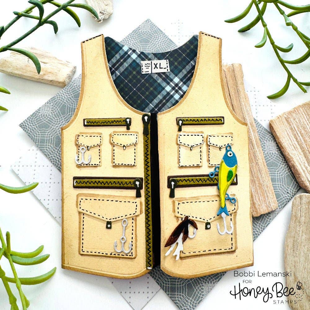 Lovely Layer: Fishing Vest A2 Card Base - Honey Cuts Stand-Alone Dies
