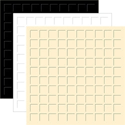 12x12 Black White Ivory Grid Paper - 6 Sheets (2 of each color)
